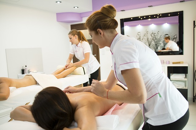 Women getting a massage in a spa